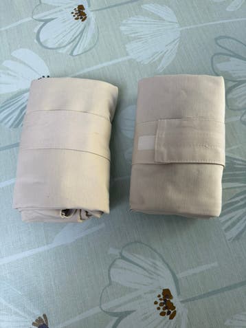 Set beige gordijntjes voor hefbed camper