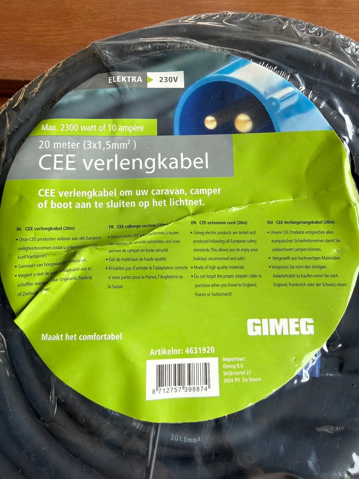Nieuwe kabel voor camper