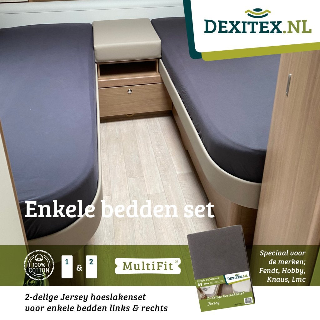 Enkele bedden Hoeslaken set 2 Delig Antraciet