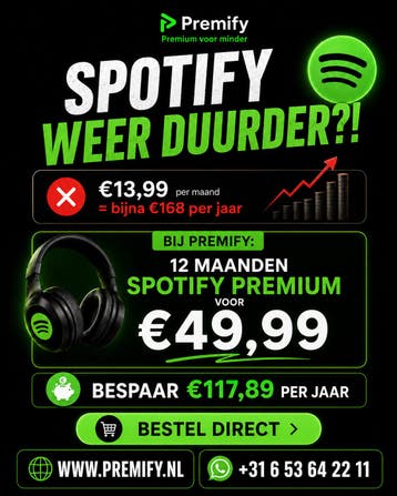 Spotify premium 12 maanden 49,99