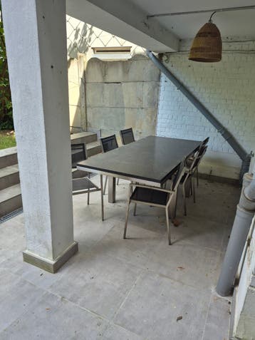 Tuintafel met 6 stoelen, aluminium frame en granieten blad