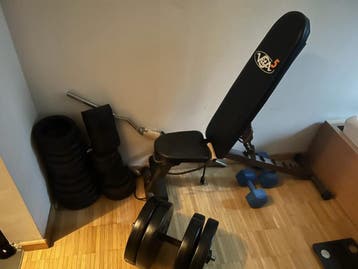 GRATIS: Fitnessbank + 100 kg gewichten