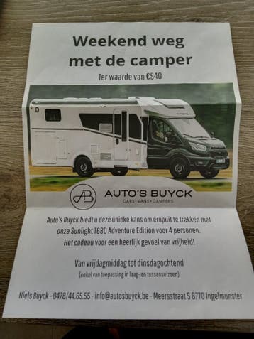 Weekendje weg met de camper voor 250 euro