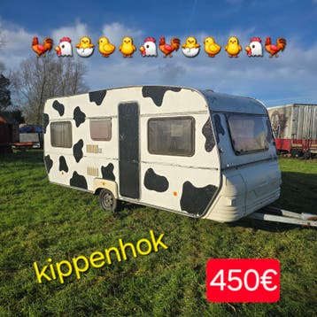 Caravan kippenhok paardeweide bos vijver stal weide bouw 4m