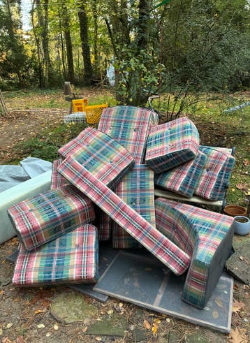 GRATIS: set kussens voor zithoek in sta-caravan/chalet