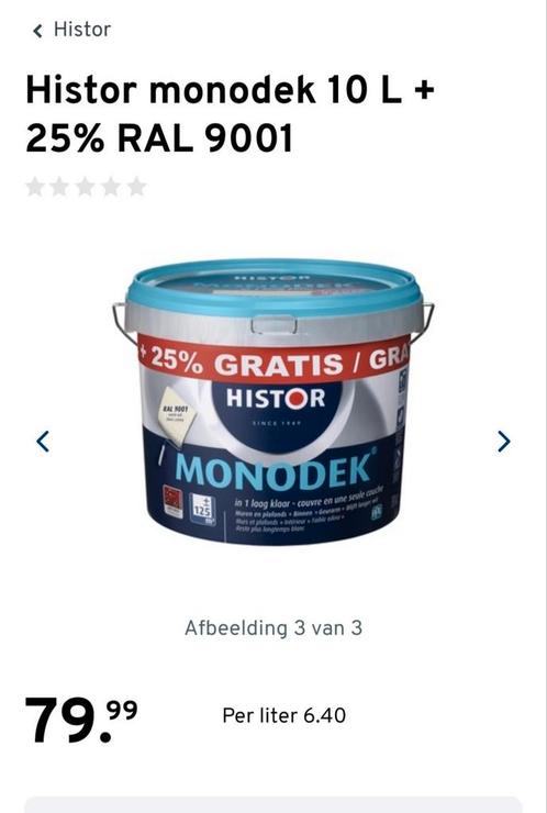 Histor monodek verf 9001 (nieuw in doos/ nieuwprijs €79,99), Bricolage & Construction, Peinture, Vernis & Laque, Neuf, Peinture