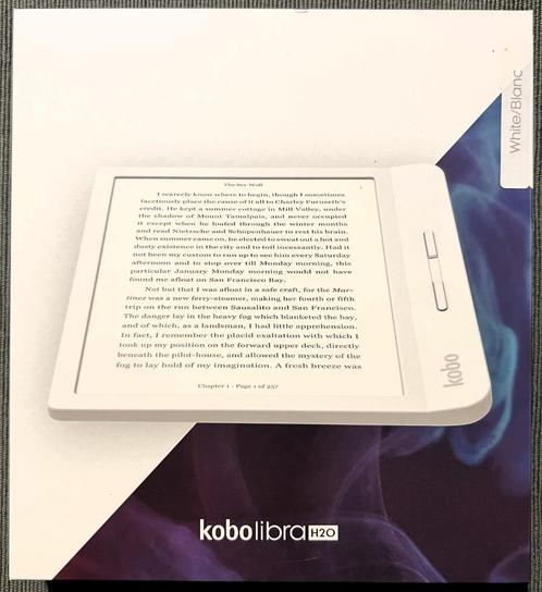 Kobo Libra H2O White, Informatique & Logiciels, E-readers, Comme neuf, 7 pouces, 8 GB, Écran tactile, Résistant à l'eau, Wi-Fi