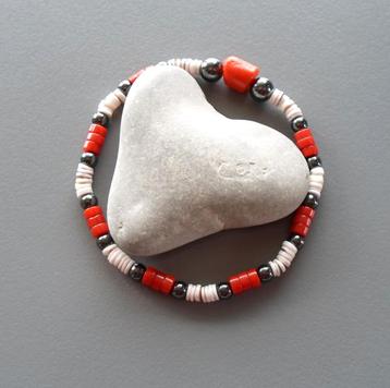 Bracelet amérindien pour femme en rondelles de corail orange