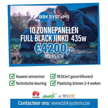 10x Jinko 435 Wp FULL BLACK + hybride omvormer gekeurd