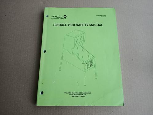 Pinball 2000 Safety Manual/ Williams (1999), Collections, Machines | Jukebox, Enlèvement