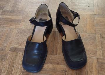 Retro halfopen Tamaris pumps zwart/donkerblauw