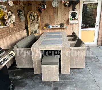 Steigerhout Tuinset Tuintafel met Stoelen en Banken Tuinbank