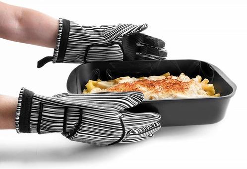 Set 2 Universele Ovenwanten 32cm – Zwart/Wit, Huis en Inrichting, Keuken | Textiel, Nieuw, Overige typen, Overige kleuren, Ophalen of Verzenden