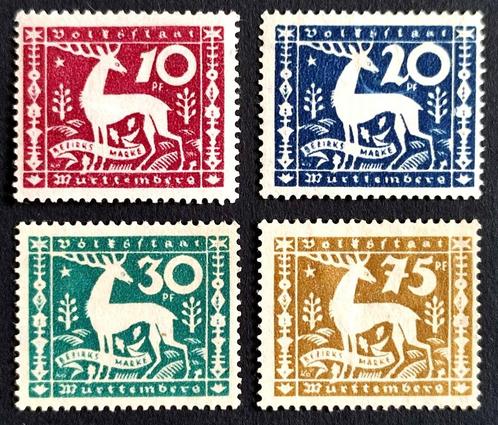4X Württemberg 1920, Postzegels en Munten, Postzegels | Europa | Duitsland, Overige periodes, Ophalen of Verzenden