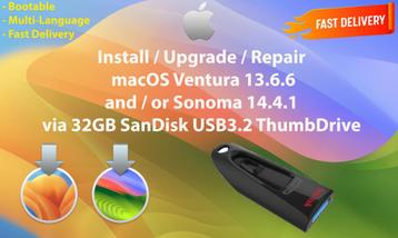 macOS Ventura 13.6.6+Sonoma 14.4.1 via USB3.2 Stick 32GB OSX