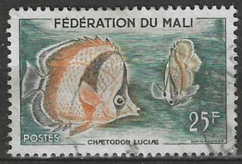 Mali 1960 - Yvert 6 - Vissen - Chaetodon luciae (ST), Timbres & Monnaies, Timbres | Afrique, Affranchi, Envoi