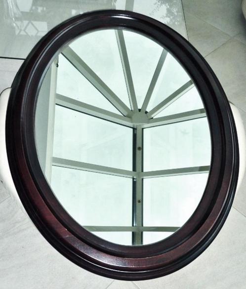 Grote massief houten ovalen spiegel, Maison & Meubles, Accessoires pour la Maison | Miroirs, Comme neuf, 50 à 75 cm, Moins de 100 cm