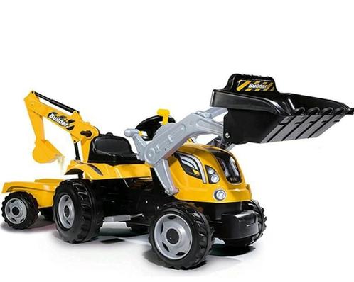 Smoby tractor builder max - tractor met graver&aanhanger, Kinderen en Baby's, Speelgoed | Buiten | Voertuigen en Loopfietsen, Zo goed als nieuw