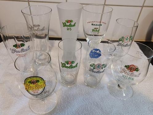 Grolsch: 9 verschillende glazen (fluitjes,gewone, bollekes), Collections, Marques de bière, Neuf, Autres types, Grolsch, Enlèvement ou Envoi