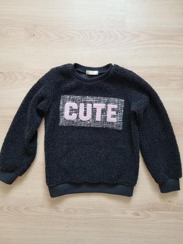 Zwarte sweater "cute" - maat 152