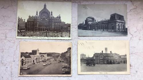 Gares - SNCB - 4 cartesvpostalesv, Collections, Cartes postales | Belgique, Affranchie, Anvers, 1920 à 1940, Enlèvement ou Envoi