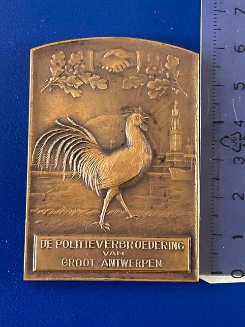 Penning Politieverbroedering Groot Antwerpen, Postzegels en Munten, Penningen en Medailles, Brons, Ophalen of Verzenden