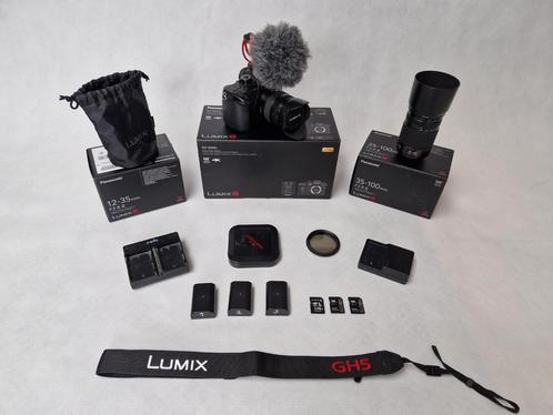 MEGA SET Lumix GH5 + 2 Lenzen 2.8f 12-35/ 35-100 + Rode Mic, Audio, Tv en Foto, Videocamera's Digitaal, Zo goed als nieuw, Panasonic