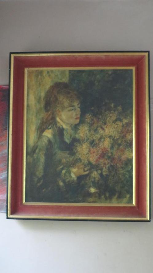 Schilderij 50's reproductie Renoir La femme aux lilas, Antiek en Kunst, Kunst | Schilderijen | Klassiek, Ophalen of Verzenden