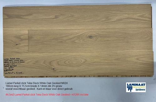 44,50m2 XL Lamel Parket click Deck White Oak Geolied = €1295, Huis en Inrichting, Stoffering | Vloerbedekking, Nieuw, Parket, Wit