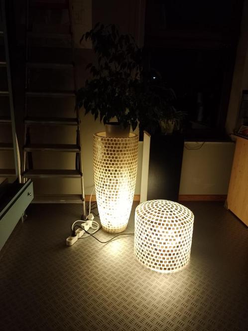 Mozaïek bloempot met binnenverlichting binnendiameter 28 cm, Tuin en Terras, Bloempotten, Zo goed als nieuw, Kunststof, Binnen