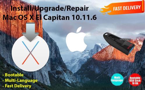 Mac OS X El Capitan 10.11.6, OSX via USB 32 Go sans DVD, Informatique & Logiciels, Systèmes d'exploitation, Neuf, MacOS, Envoi