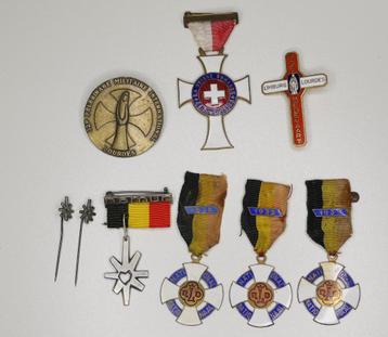 Militaria-insigne_Pélérinage_BE_FR_NL_CH_lot de 9 médailles 