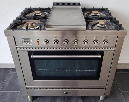☘️ Poêle Boretti de luxe 90 cm en acier inoxydable 5 brûleur, Electroménager, Cuisinières, Comme neuf, Autoportant, 5 zones de cuisson ou plus