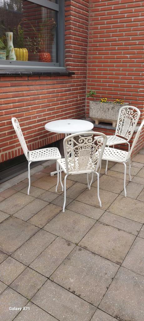 4 chaises et table de bistrot French, Jardin & Terrasse, Ensembles de jardin, Bois, Enlèvement ou Envoi
