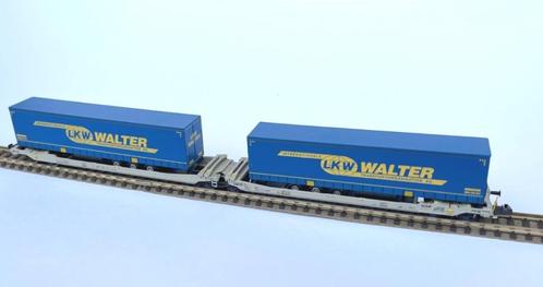 Rocky-Rail- Sdgmmrs 90 avec 2 semi-remorques LKW Walter 1/16, Hobby & Loisirs créatifs, Trains miniatures | Échelle N, Neuf, Wagon