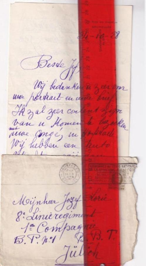 ALOST - HOFSTADE - lettre et photo - Jozef Lorie, soldat 8e, Collections, Objets militaires | Général, Armée de terre, Enlèvement ou Envoi