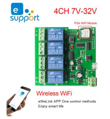 wifi 4ch relais module werkt via Ewelink software (sonoff)