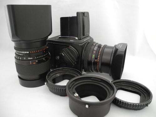 Hasselblad 503cx, obj 60 mm en 150 mm met A12-achterkant en, Audio, Tv en Foto, Fotocamera's Analoog, Zo goed als nieuw, Spiegelreflex