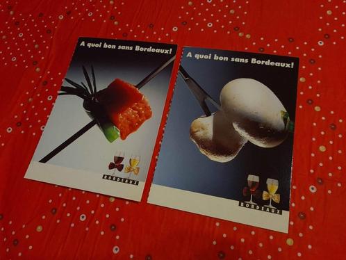 2 cartes postales Vins Bordeaux, Collections, Cartes postales | Thème, Non affranchie, 1980 à nos jours, Autres thèmes, Enlèvement ou Envoi