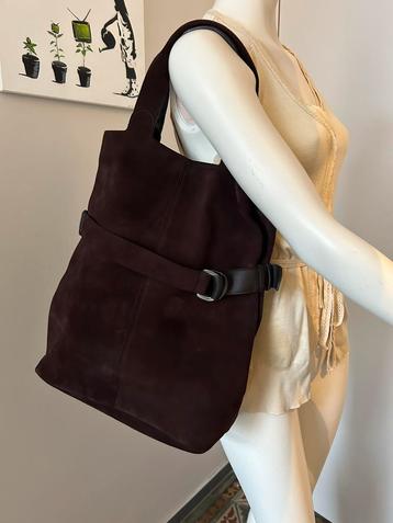 Sergio Rossi sac cuir Suède marron foncé