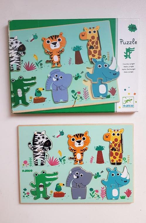 DJECO -Puzzle encastrement 12 pièces en bois - Coucou Jungle, Enfants & Bébés, Jouets | Puzzles pour enfants, Utilisé, 6 mois à 2 ans