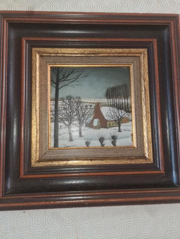 Peinture, scène d'hiver.