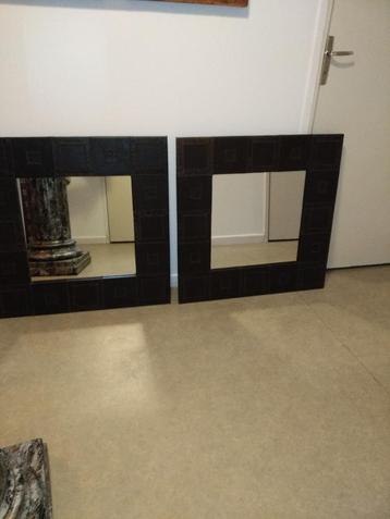 2 MIROIRS CONTOUR CUIR MARQUE ITALIENNE