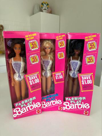 Vintage barbie fashion play nrfb 1990 90s Mattel christie 