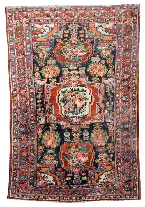 Tapis d'Orient Iran Ancien Bakhtiar Faradombeh Gol-farang, Antiquités & Art, Tapis & Textile, Envoi