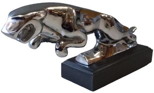 Jaguar Mascotte in verchroomd brons., Antiquités & Art, Art | Sculptures & Bois, Enlèvement ou Envoi