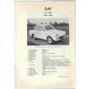 Daf 600 Vraagbaak losbladig 1959-1960 #1 Nederlands