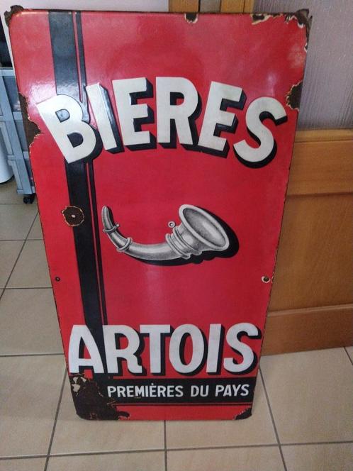 RARE Plaque émaillée bière Artois de 1938. Emaillerie Belge, Collections, Marques & Objets publicitaires, Utilisé, Panneau publicitaire
