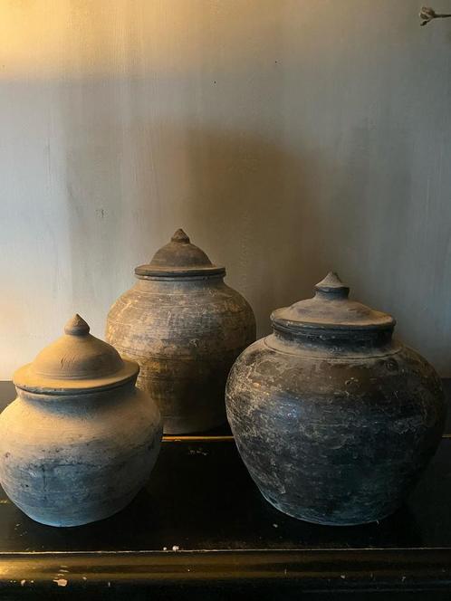 Stenen potten met deksel, Antiquités & Art, Antiquités | Céramique & Poterie, Enlèvement ou Envoi