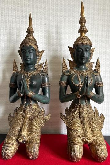 Paire de Grands Gardes du Temple en Bronze